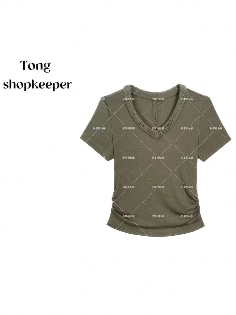 QJ/彤掌柜1682313 夏款2025编织设计领天丝羊毛气质打揽显瘦上衣