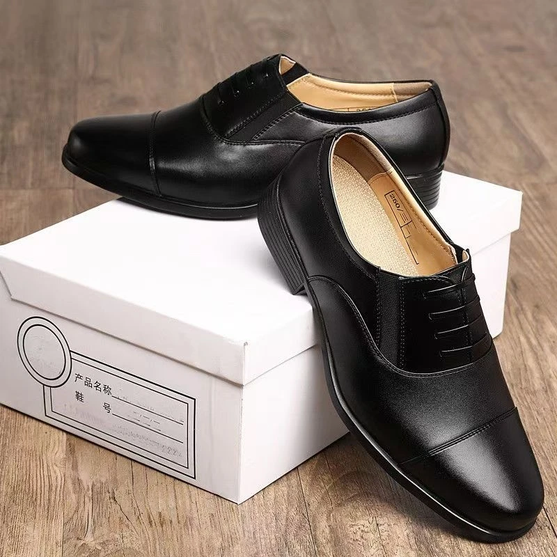 正装舒适男士三接头皮鞋商务黑保安三节头结婚牛皮鞋工装职业皮鞋