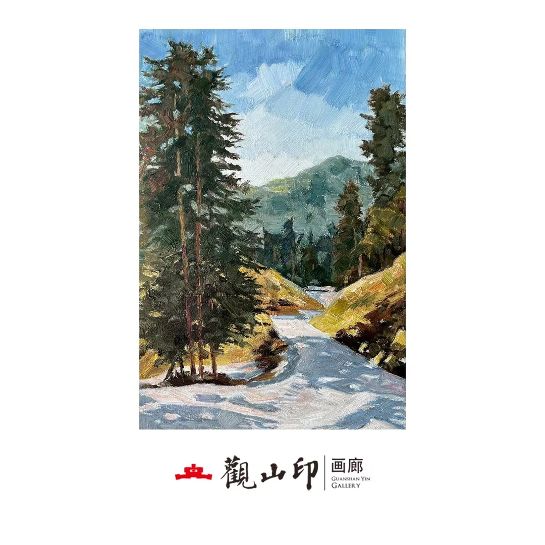 W原创手绘布面油画39x60cm丛林作品6223