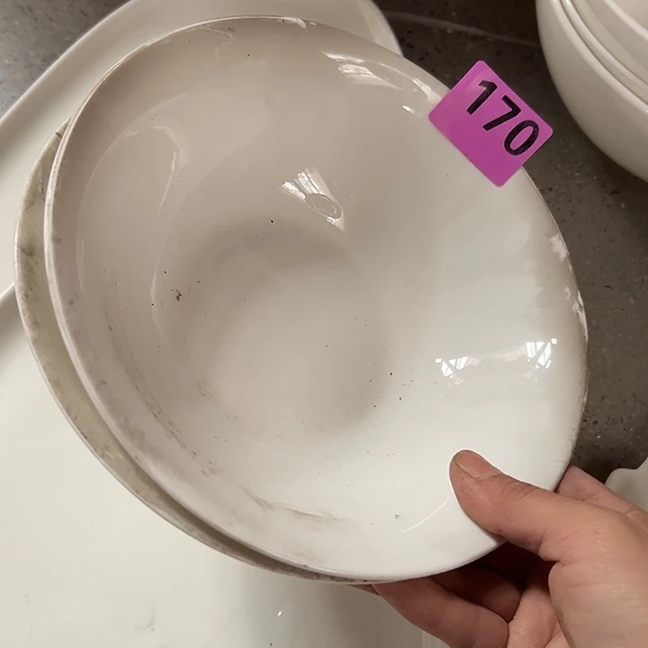 国营尾货骨瓷汤碗一对口径20