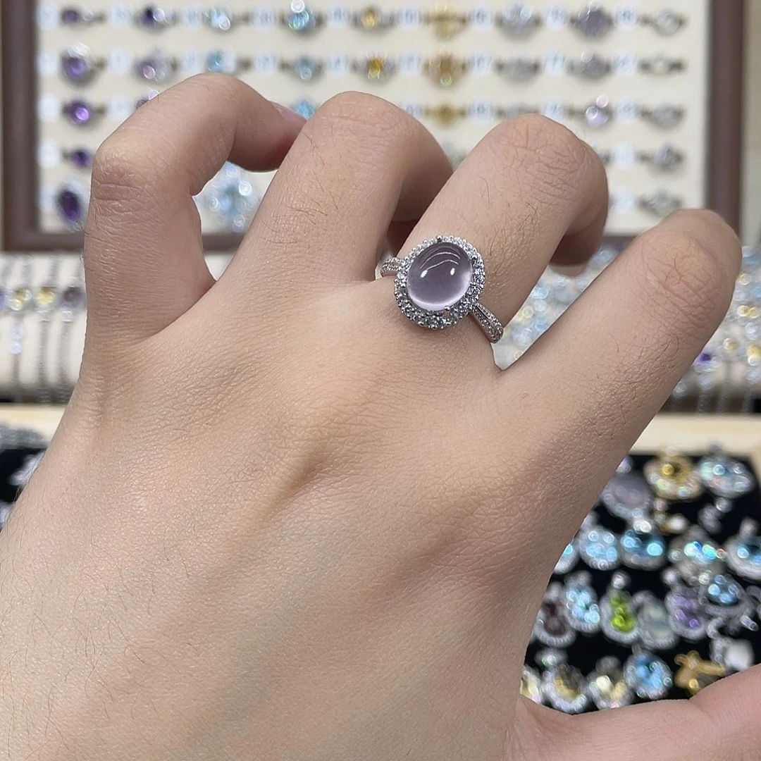 萤石戒指银S925镶嵌