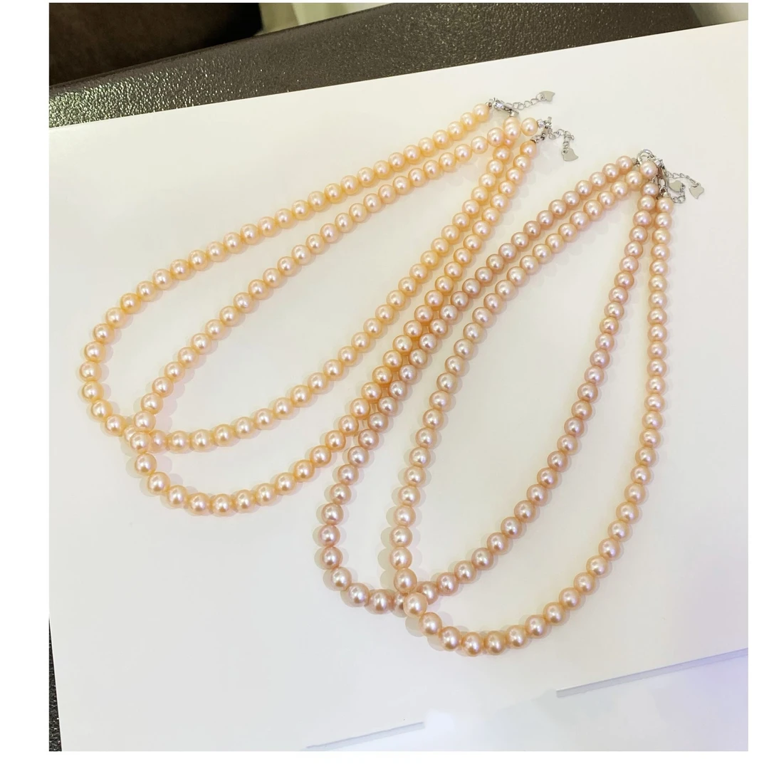 依俐西雅多样性发一A393高级感香槟金6-7mm珍珠项链