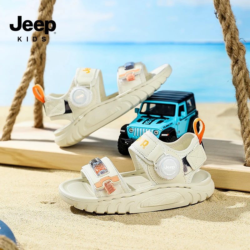 jeep男童儿童6-12岁软底防滑小孩沙滩鞋中大童夏季学生运动防臭潮