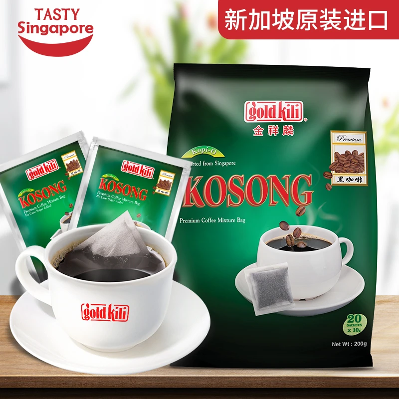 新加坡原装进口金祥麟袋泡式研磨黑咖啡200g