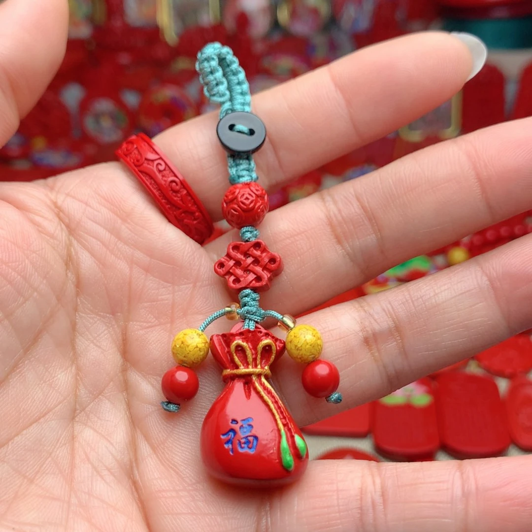 天然辰砂工艺品朱砂钥匙扣