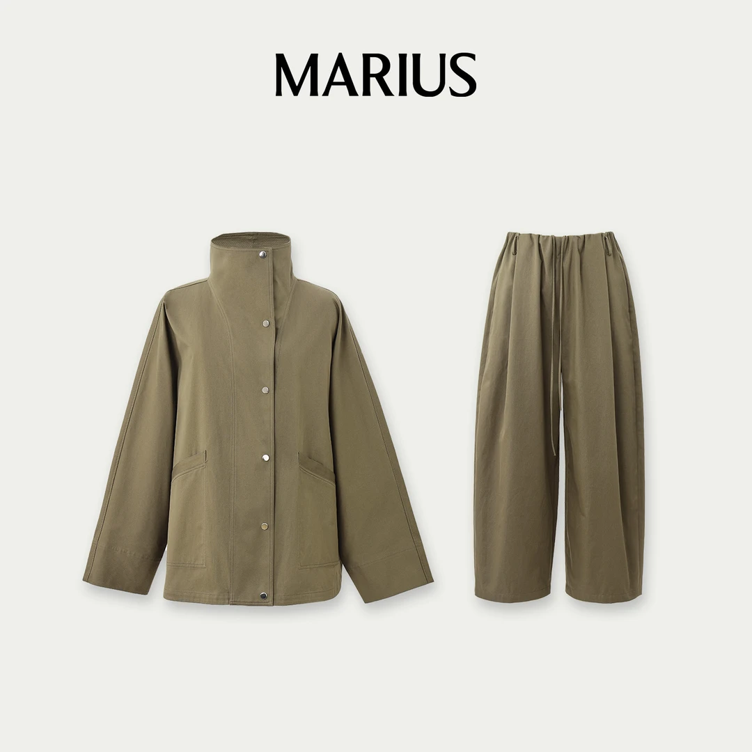 MARIUS”蝙蝠风衣“摩登慵懒立领夹克外套