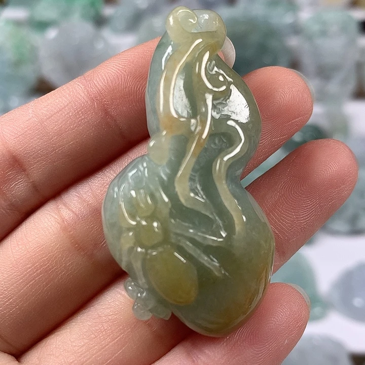 翡翠未镶嵌颈饰特色件葫芦卡厚13+