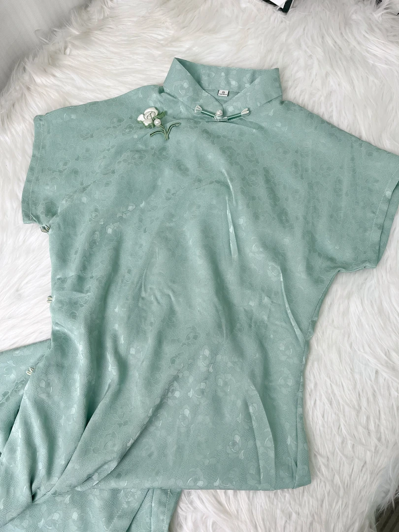 （玉巧）古法全开襟旗袍2025春夏新款新中式年轻款少女长款文艺