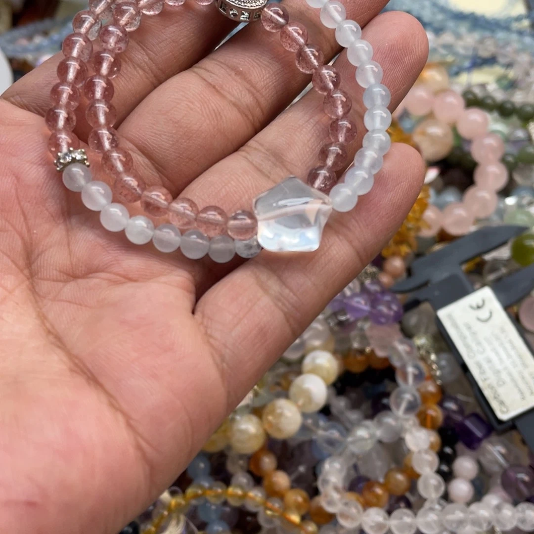 银S925镶嵌手链烟晶