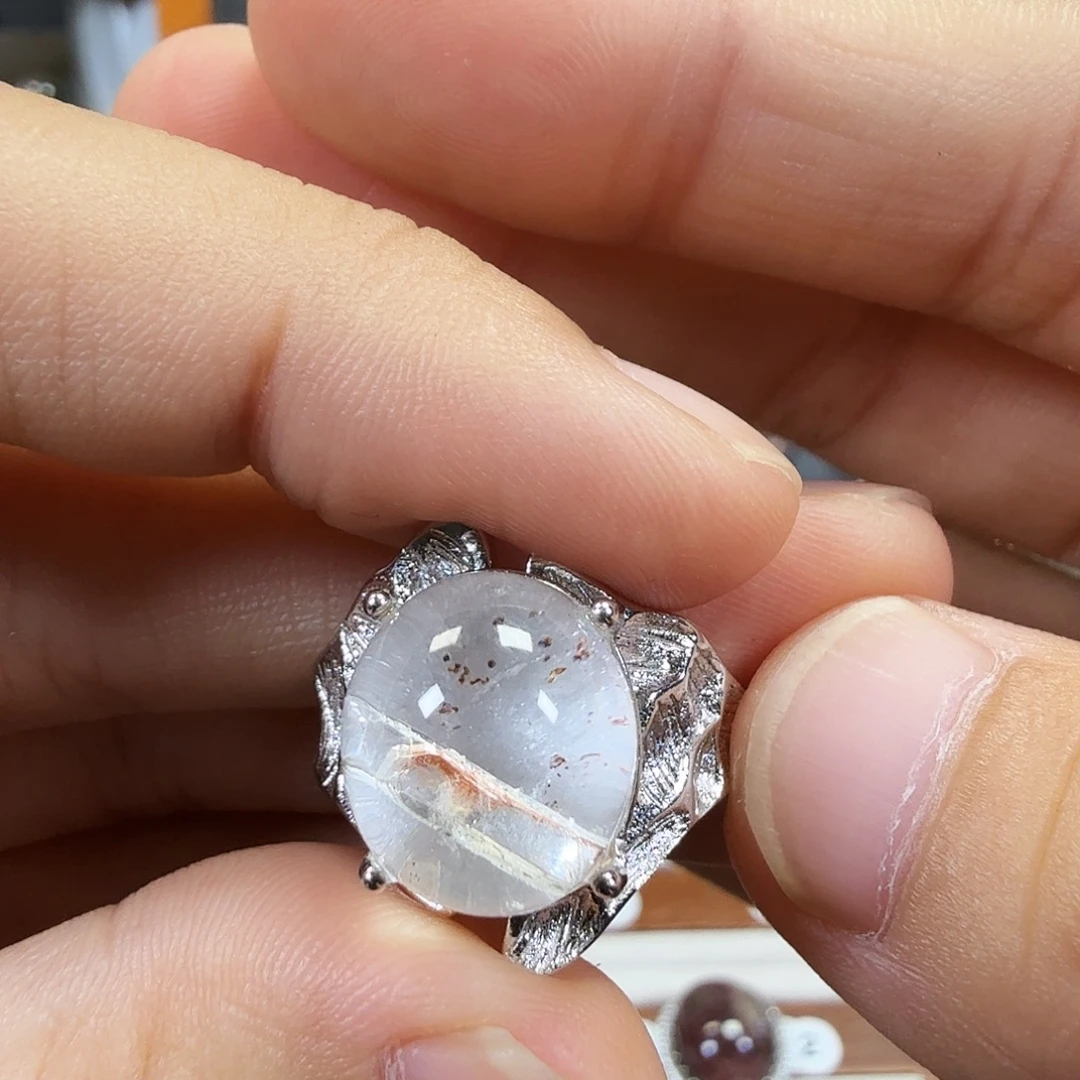 云***乐银S925镶嵌戒指水晶