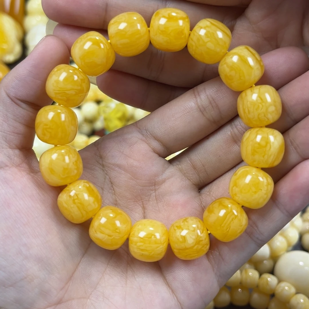 琥珀未镶嵌手串同料老邢手串14.2mm