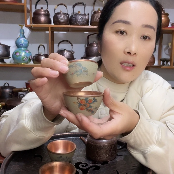 沉***默金属紫铜纯铜杯事事如意➕山水