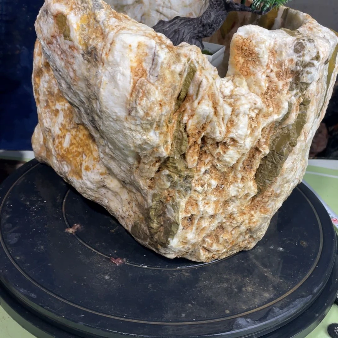 红陶靔*灵璧石花盆里藏满