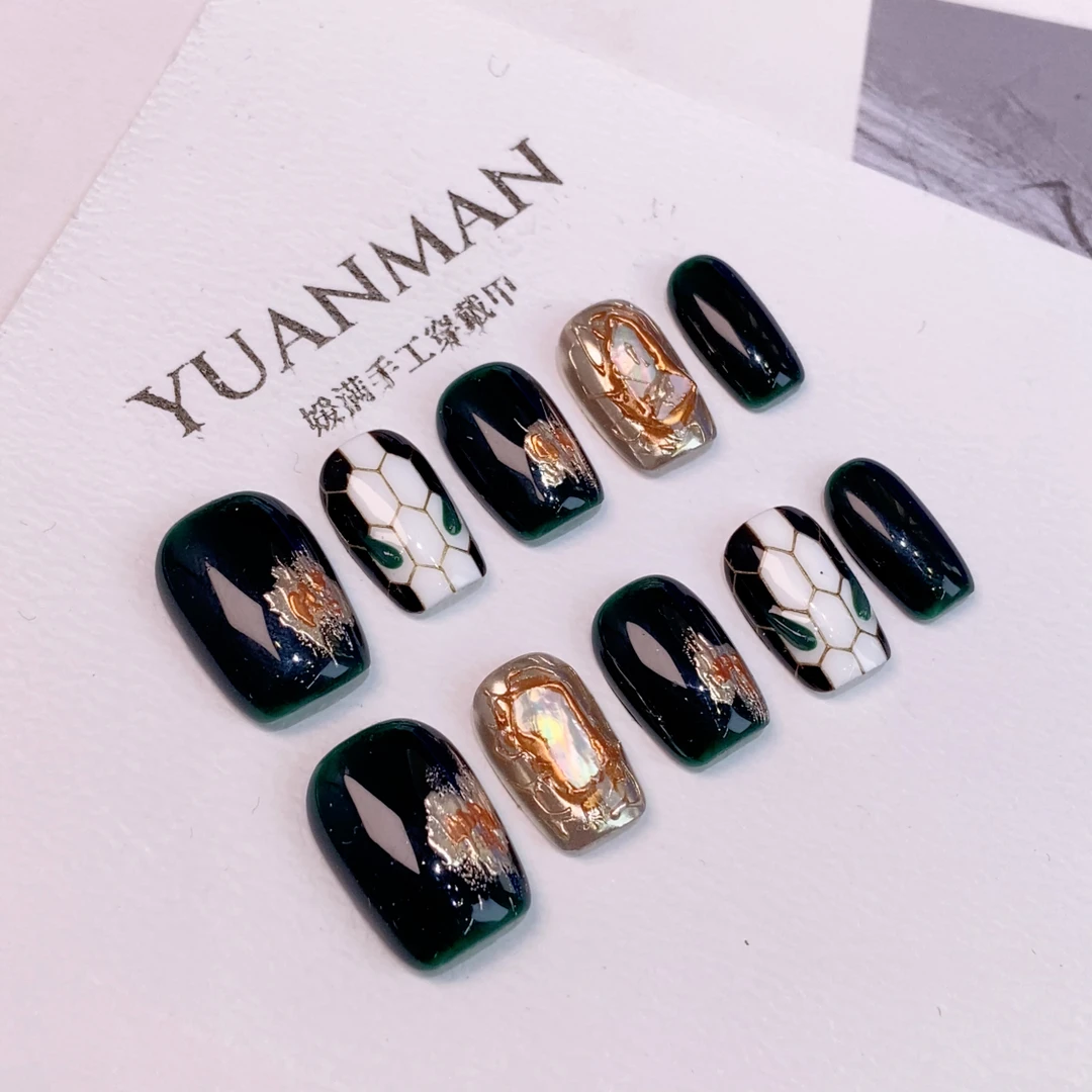 媛満【小青】宝格莉灵蛇纯手工穿戴美甲长短款可拆卸秋冬新年款