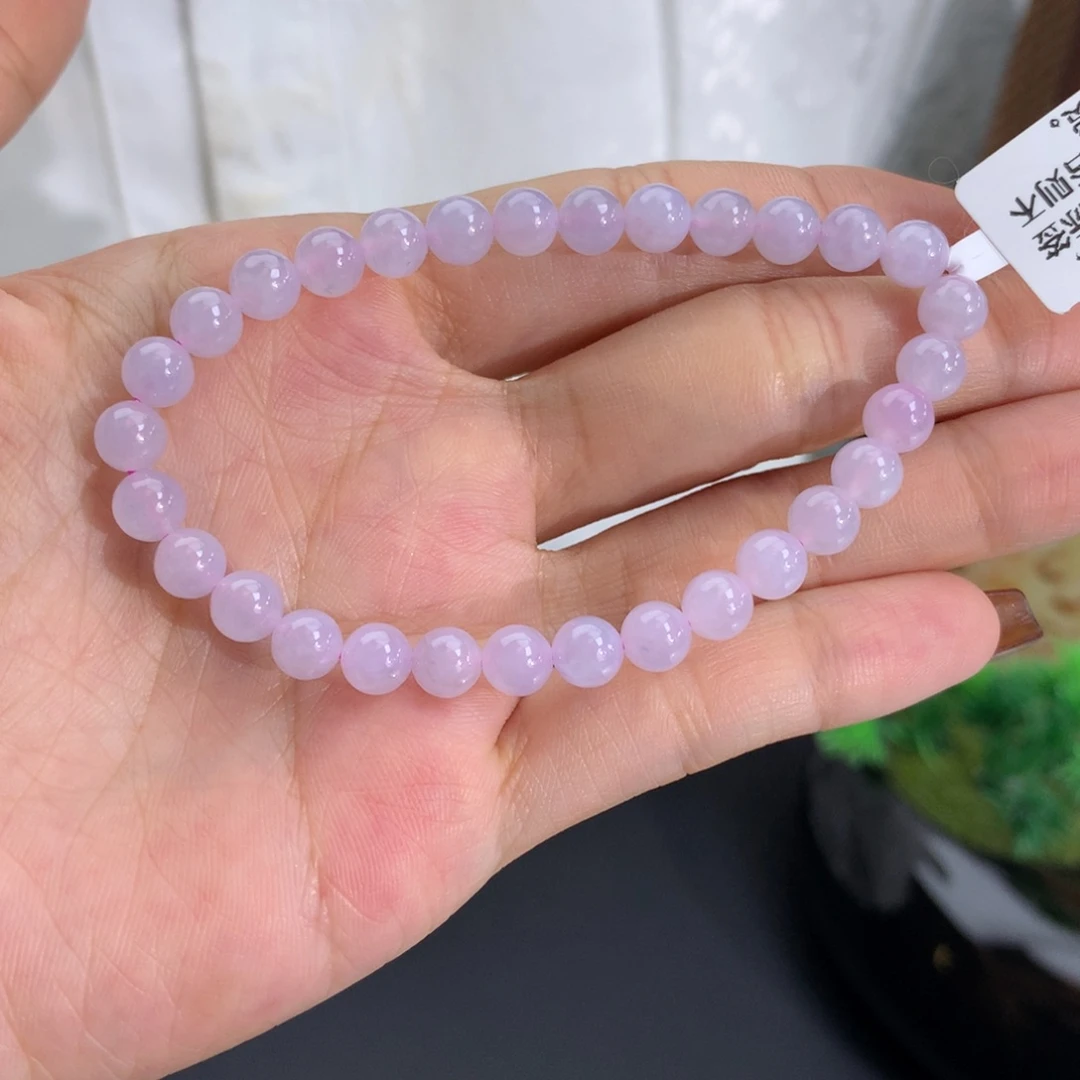 未镶嵌手串翡翠卡5.8冰胶淡粉紫手串