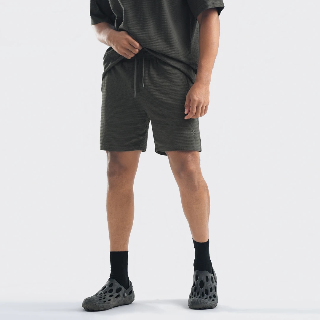 bdpowerup肌理感短裤男夏季直筒休闲四分裤简约宽松美式运动短裤