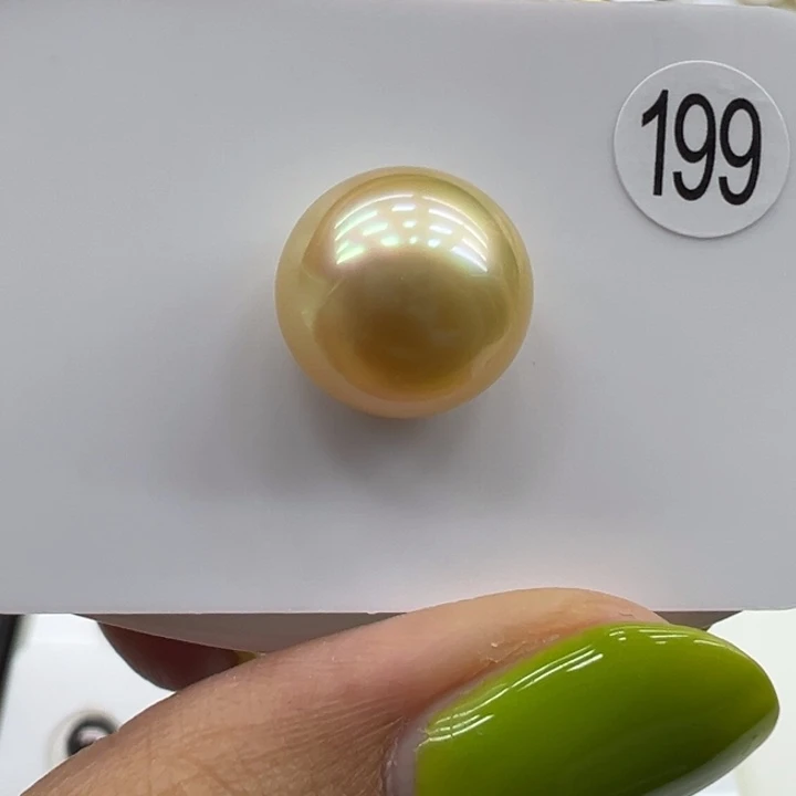 海水珍珠未镶嵌金珠裸珠12+mm基本无瑕