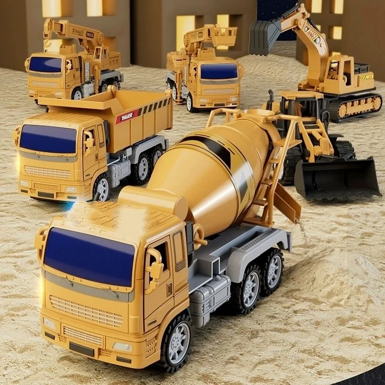 新款推土挖机搅拌吊车可动工程车玩具惯性滑行3- 6岁益智男孩礼物