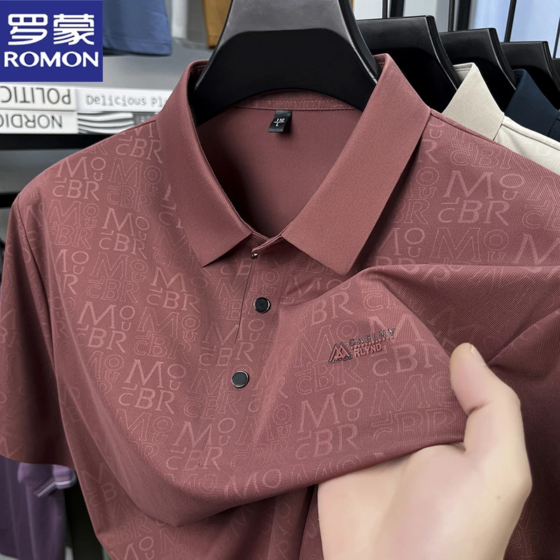 罗蒙夏季时尚短袖中年男士爸爸装商务休闲日常百搭通勤宽松T恤衫