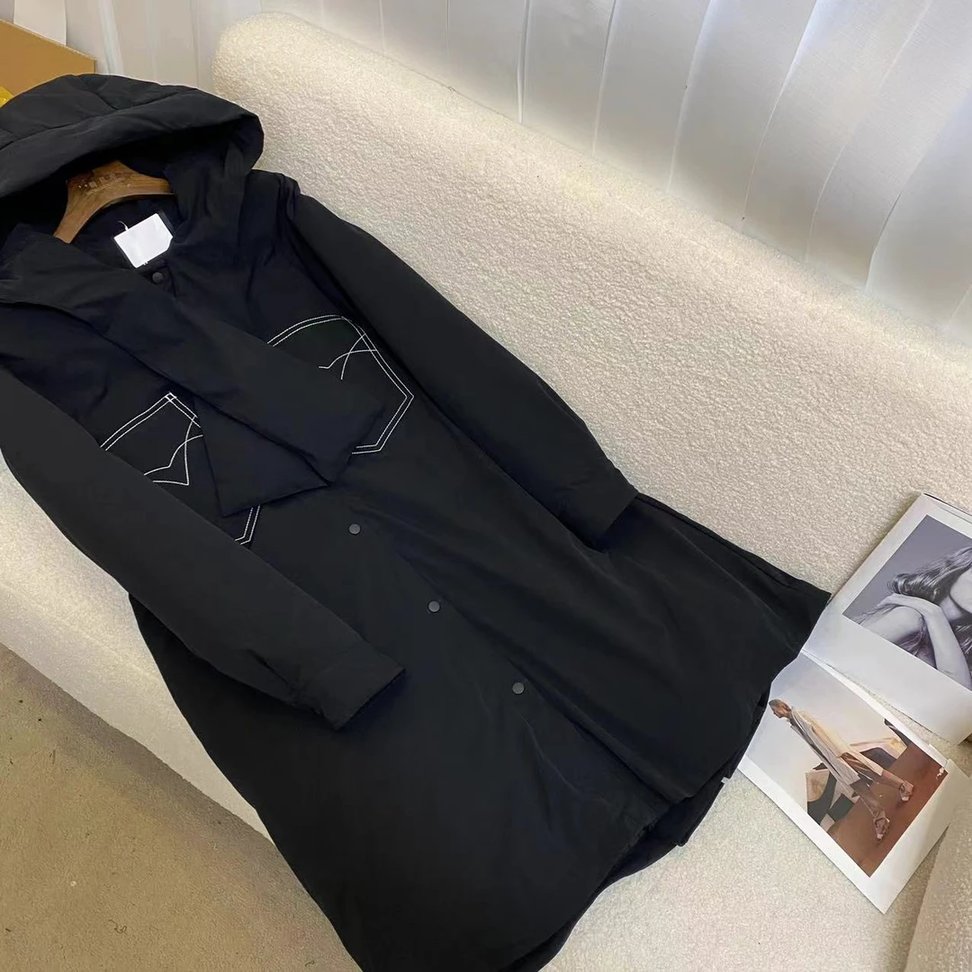 明线口袋冬季休闲连帽羽绒服 C3121