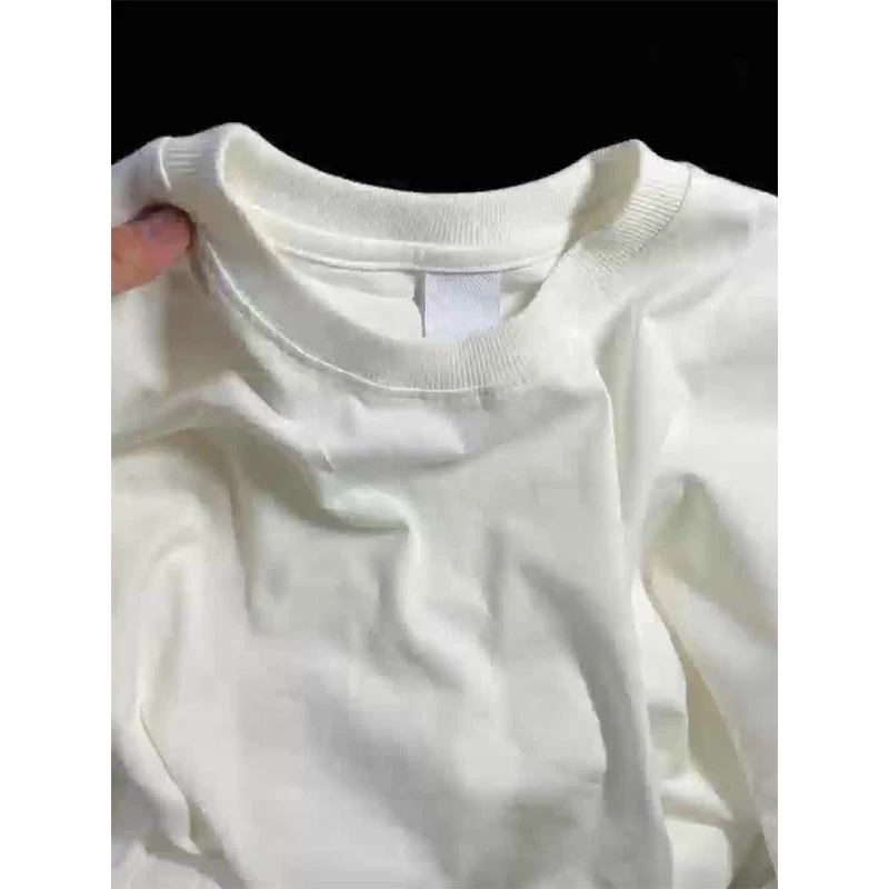 小众别致纯棉白色长袖t恤女春秋季美式复古叠穿内搭宽松打底上衣