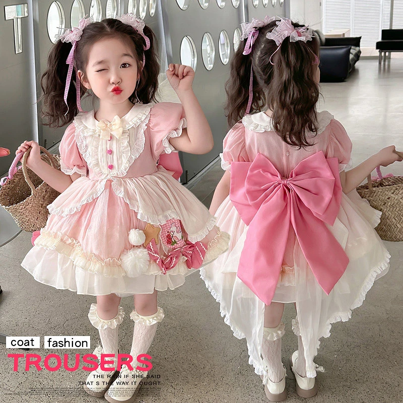 女童丘比特洛丽塔公主裙夏款2025新款夏季女宝宝蝴蝶结生日连衣裙