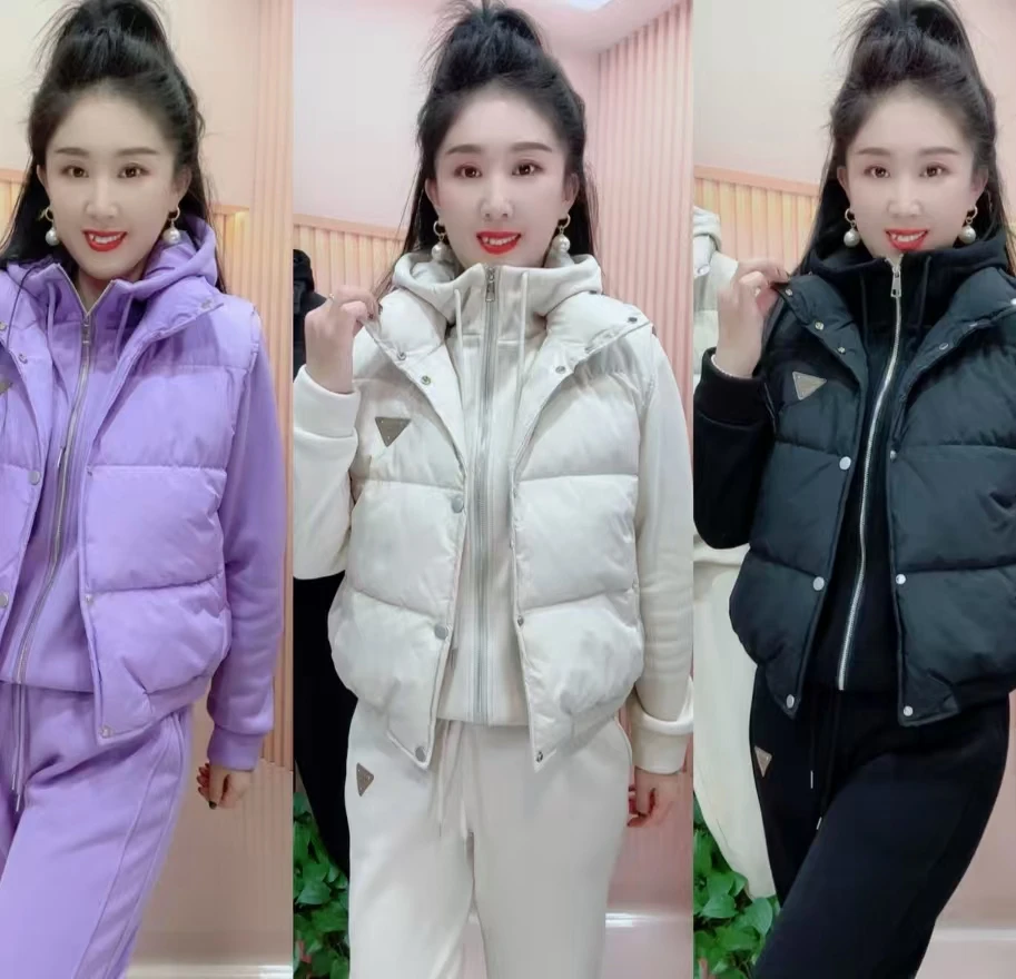 3926三件套时尚套装棉服时尚网红冬季保暖秋冬韩版女士连帽百搭