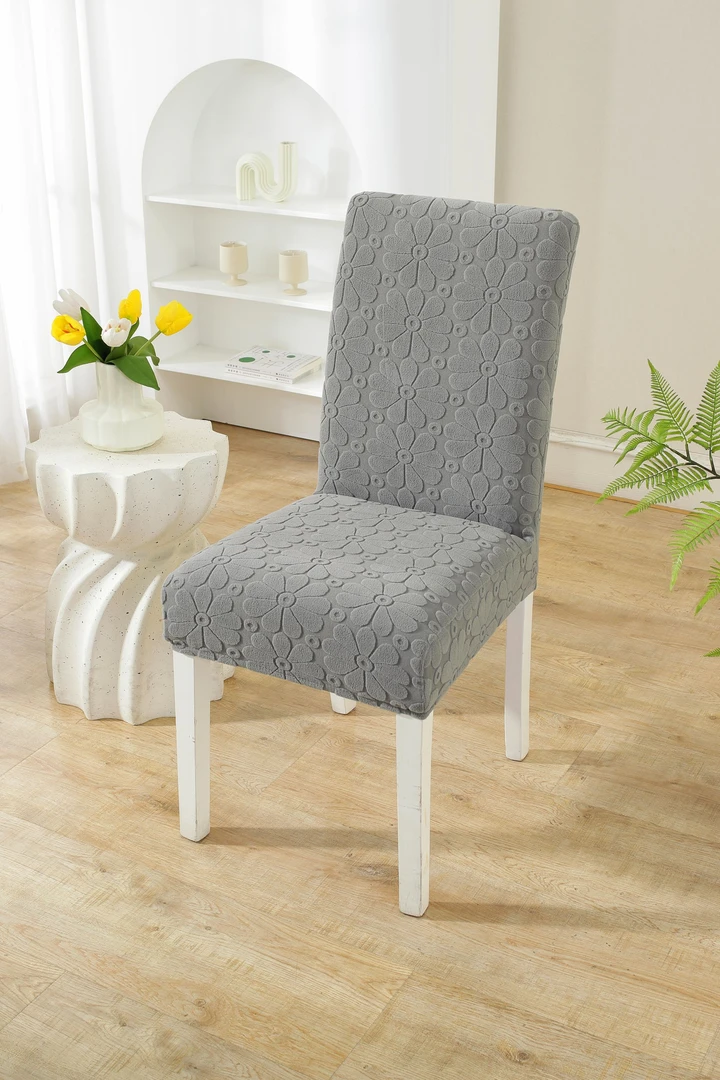 餐椅家用通用加厚浮雕简约凳子靠背一体松紧弹力椅子套罩通用布艺