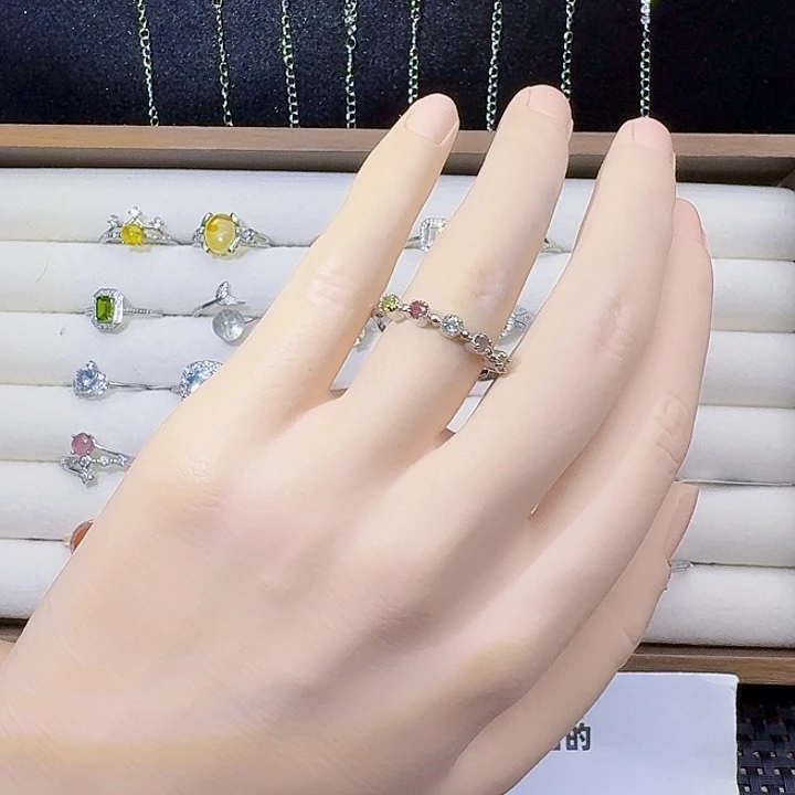 碧玺银S925镶嵌戒指