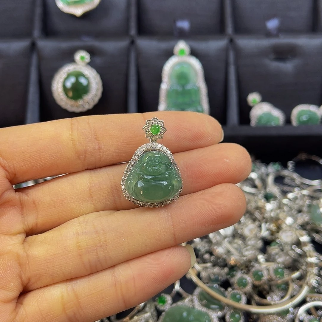 颈饰合金翡翠天然翡翠镶嵌Aa