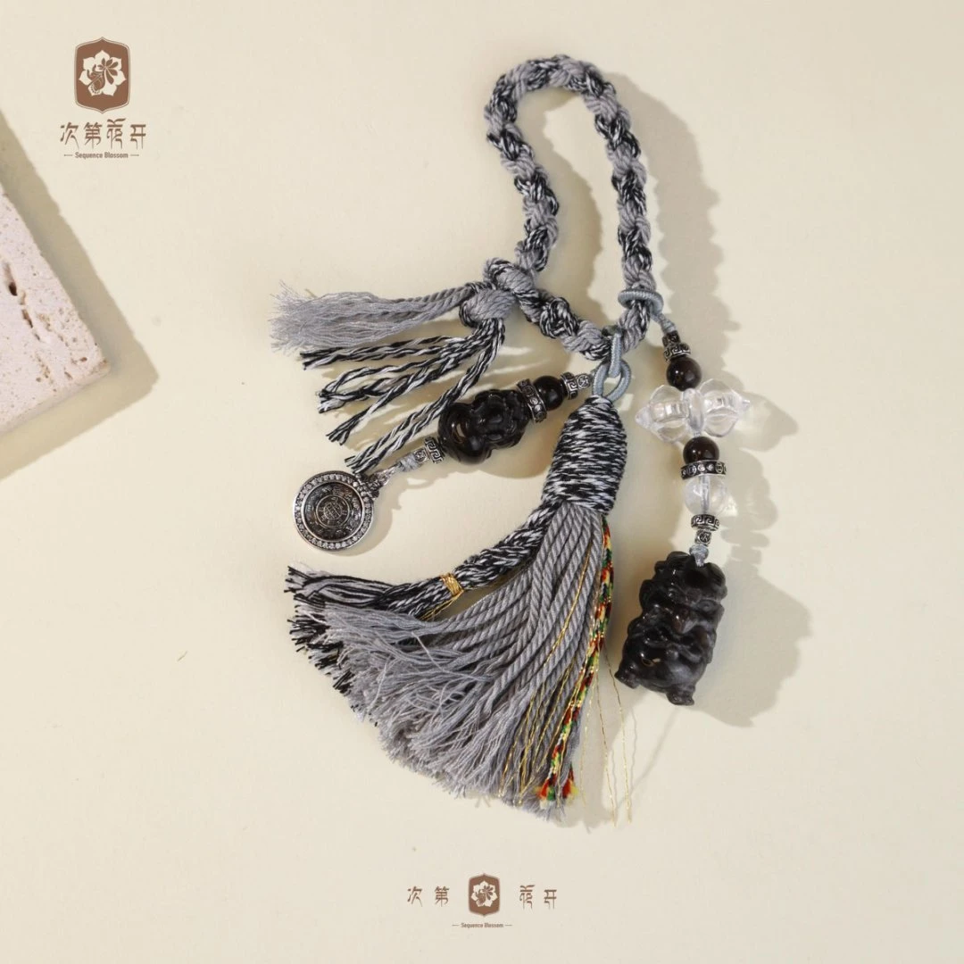 【次第花开】银曜石大鹏九八牌曜石挂件 G025