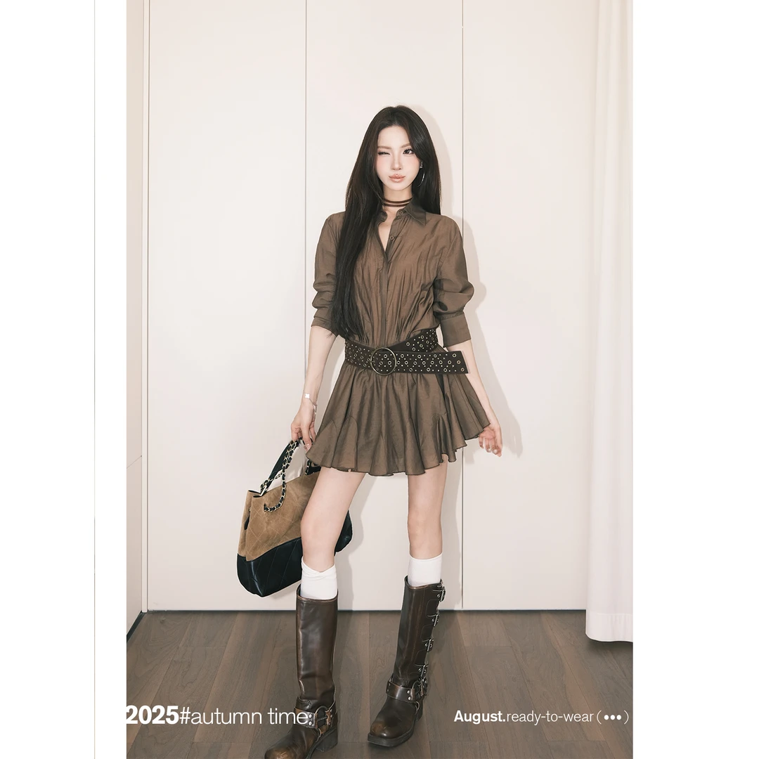 SUNONEONE【美拉德】复古美式铆钉麂皮绒腰带女D0293S