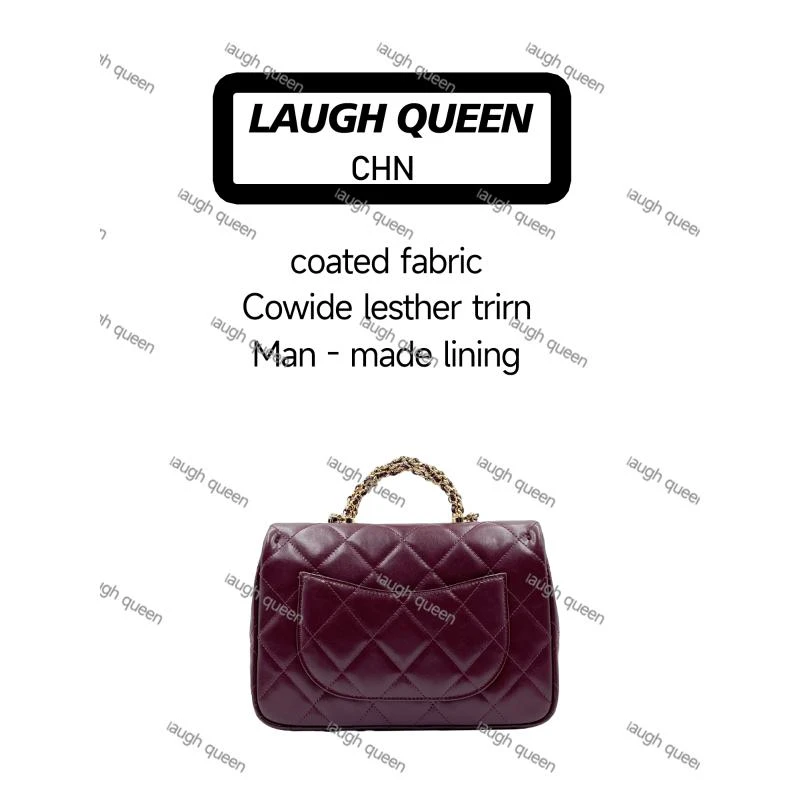 Laugh Queen手工打造真皮女士新款包 黑色红色 10830 麻大 25cm