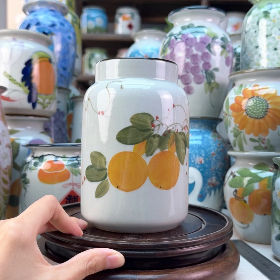 景德镇陶瓷手绘花瓶无孔