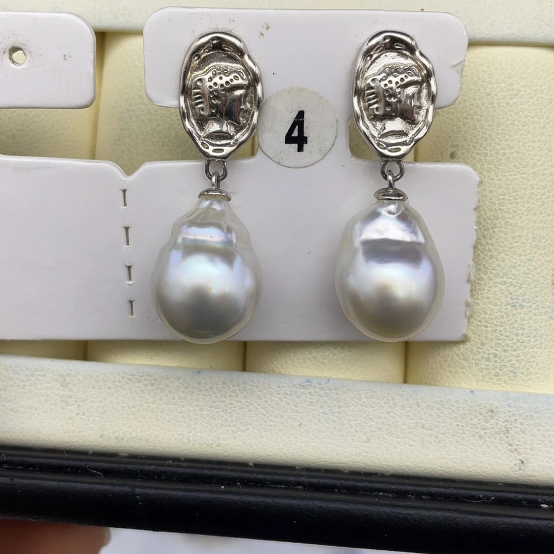 定制海水珍珠银S925镶嵌耳饰