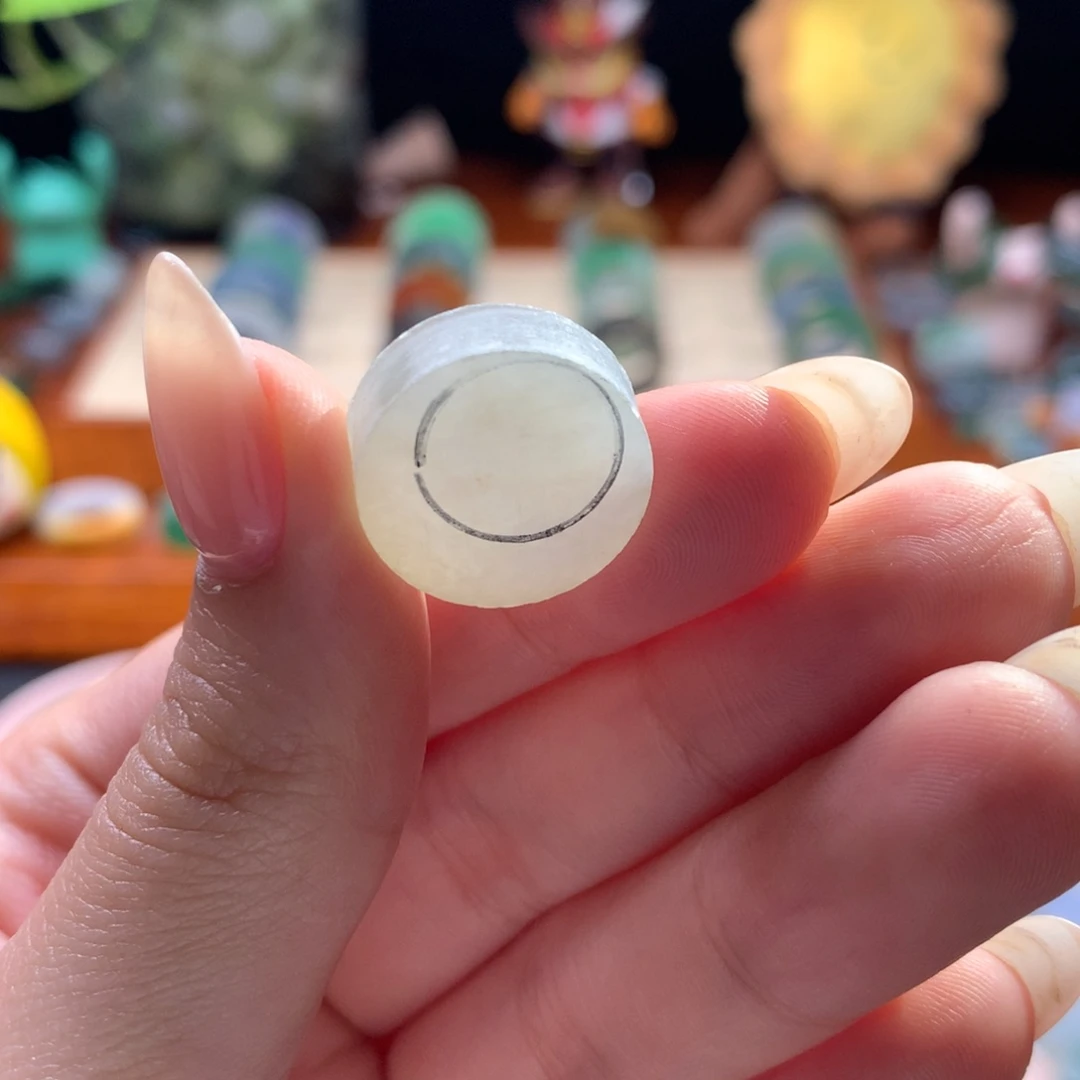 嘻***定制翡翠未镶嵌咖啡戒指心