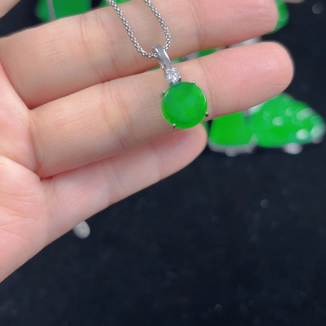 翡翠银S925镶嵌吊坠(不含链)