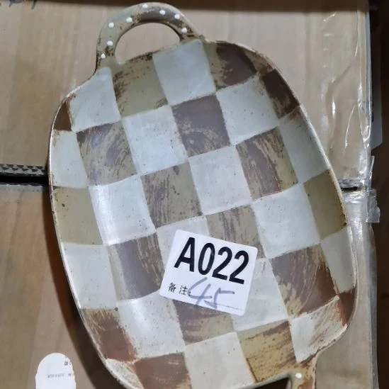 瓷片正品粗陶椭圆双耳一个