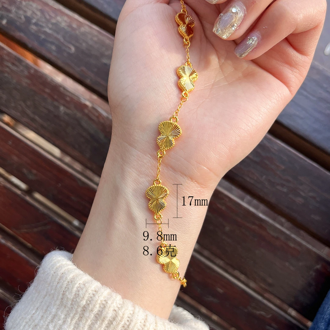 铜合金手链 镭射五只葫芦手链 爆闪手饰小众精致轻奢时尚可调节