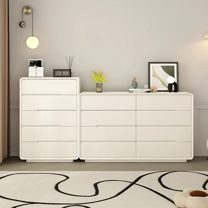 实木奶油风组合床尾柜高端五六斗柜简约现代玄关储物柜卧室收纳
