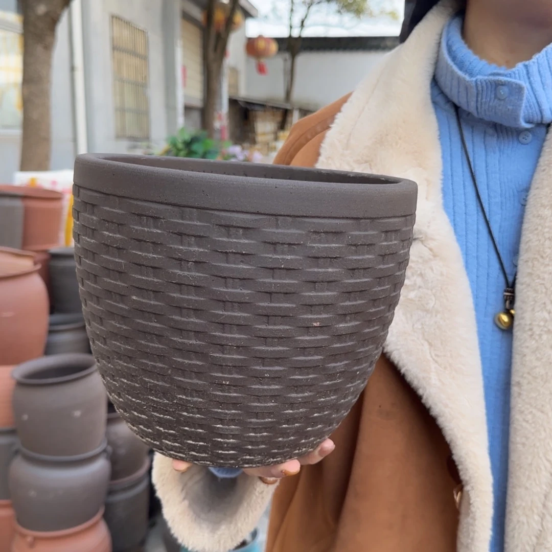 紫砂花盆紫砂花盆 口24高20