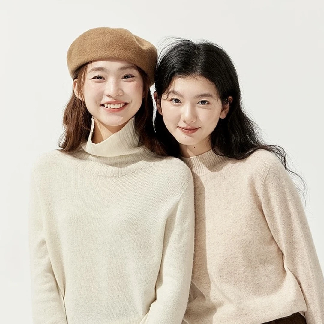 心动【100%绵羊毛】半高领针织衫女2026冬季新款基础百搭保暖毛衣