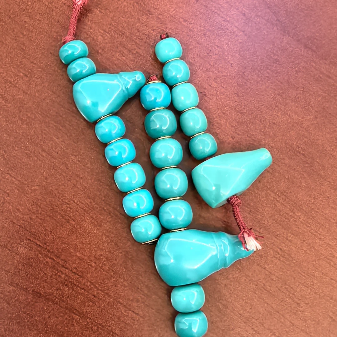 绿松石三通 顶珠 腰珠