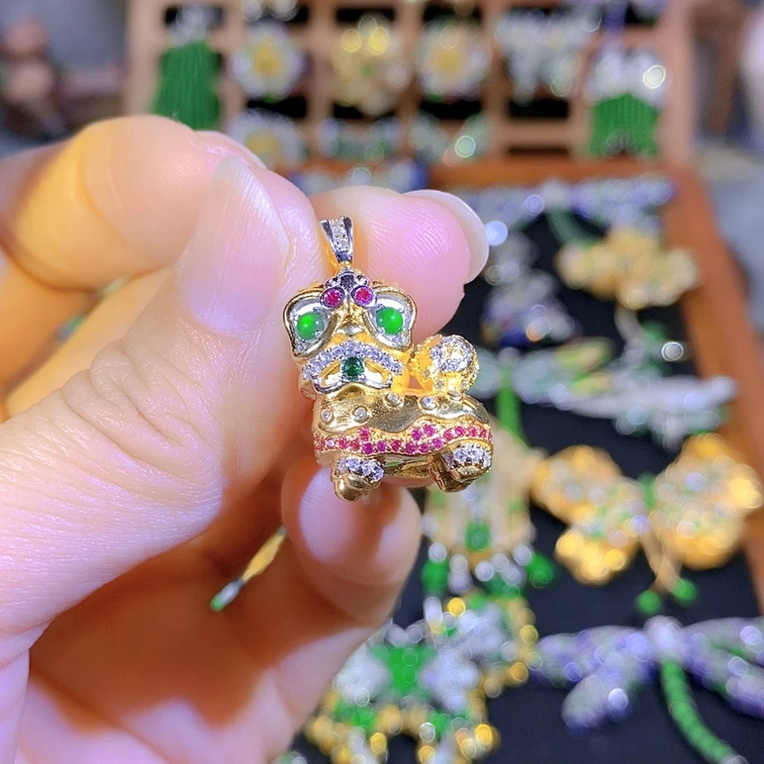 吊坠(不含链)银S925镶嵌翡翠