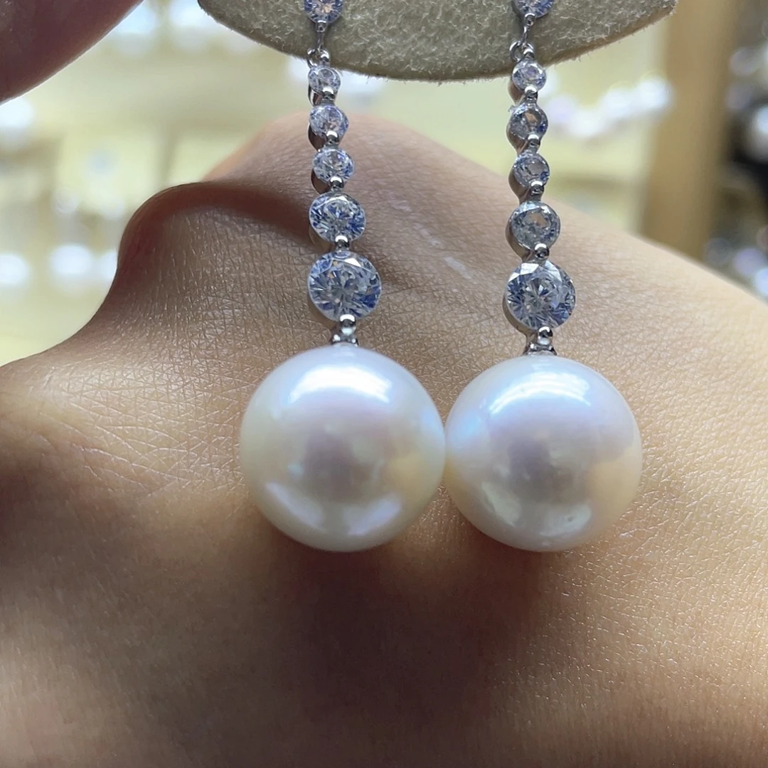 淡水珍珠耳饰银S925镶嵌