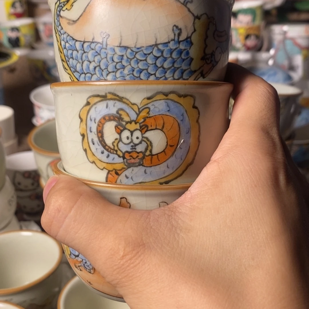 浪***龙高温釉下彩手绘陶瓷