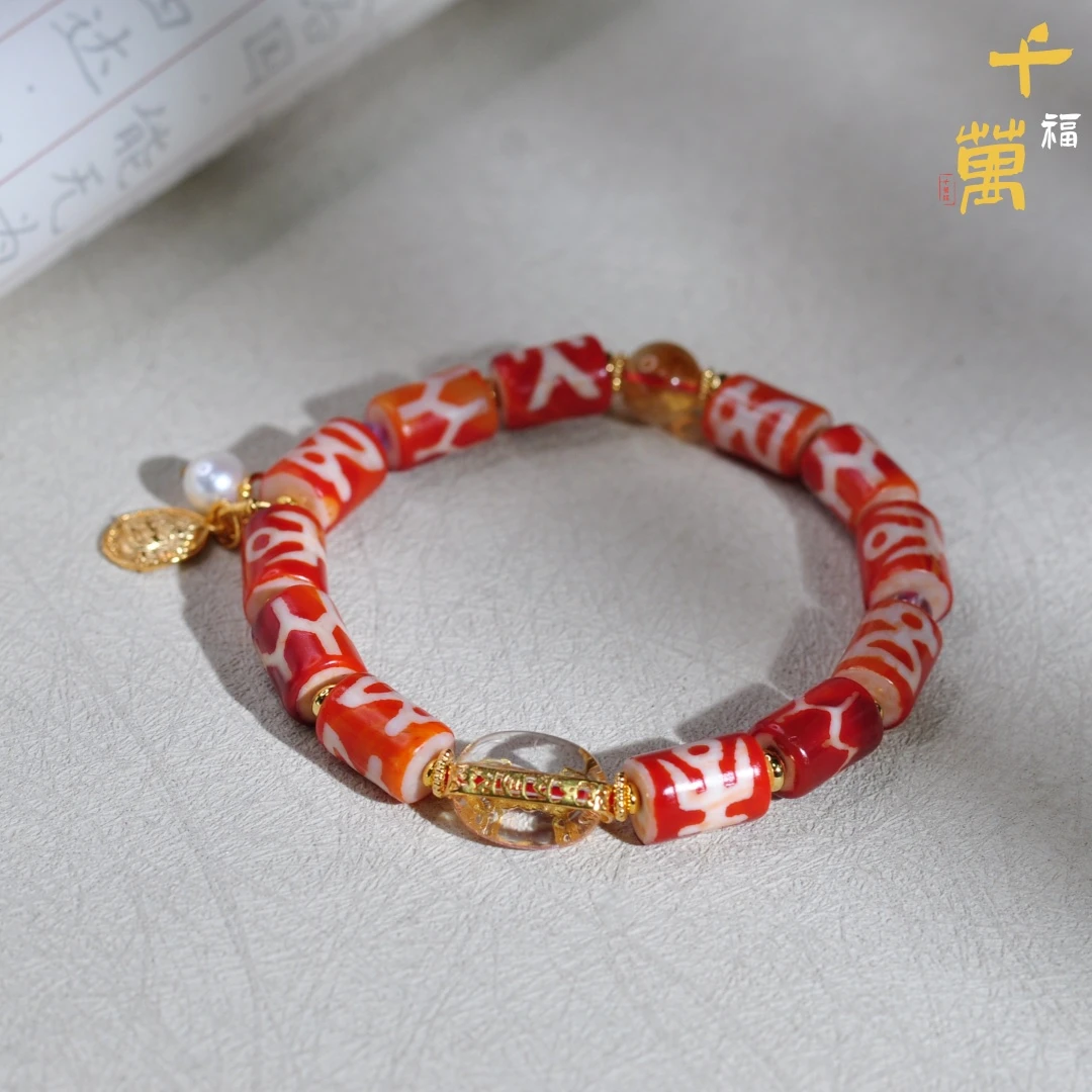 合金手链  【“贝才”根放大器】财宝天橘皮多宝单圈手串-A1720073