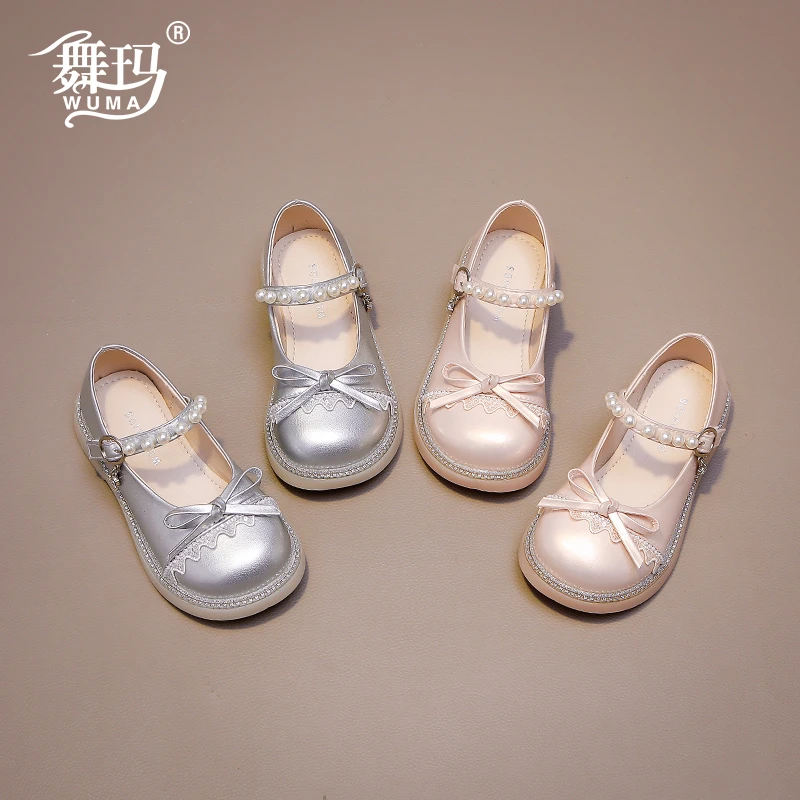 舞玛女童鞋子2025新款春夏季小女孩真皮软底玛丽珍皮鞋518130