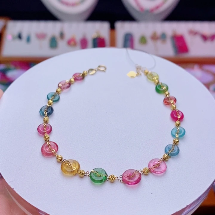 未镶嵌手链碧玺平安扣手链yy