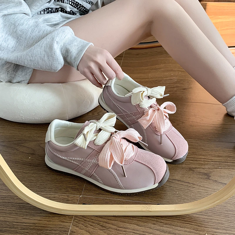 软底运动德迅鞋蝴蝶结甜美阿甘鞋女2025春季新款学生百搭运动鞋